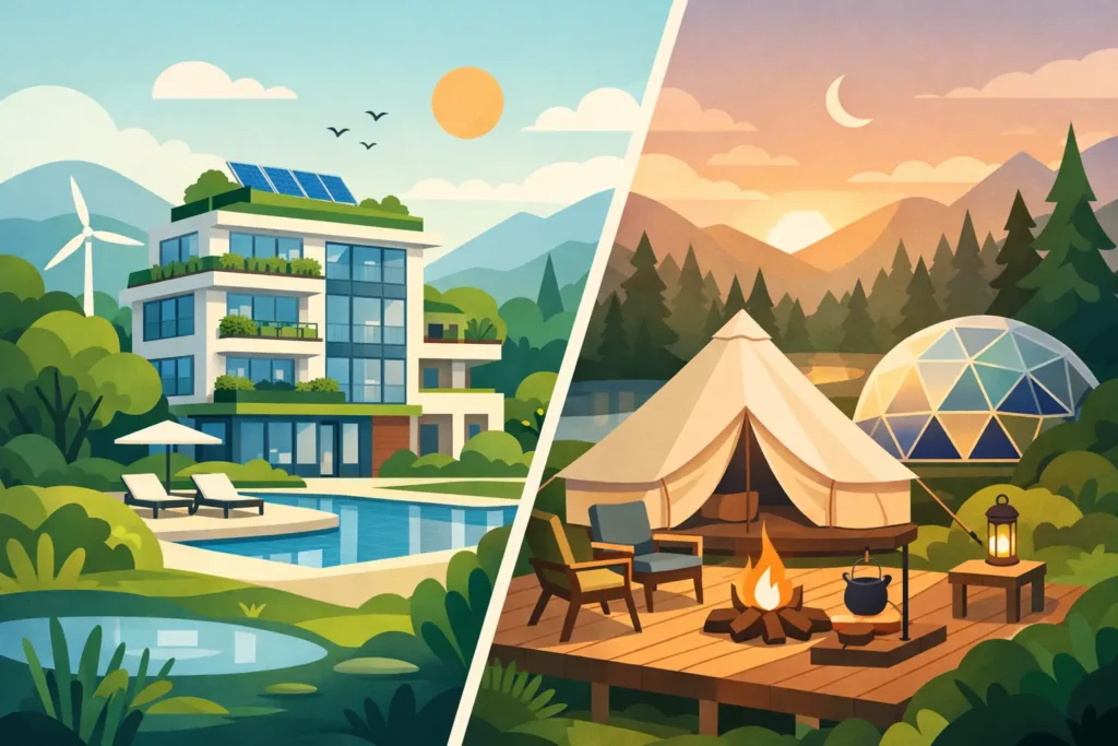 Hotel ecológico o glamping: cuál te conviene