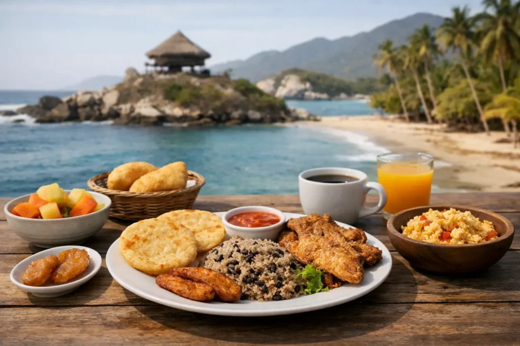 Desayuno típico costeño cerca del Tayrona