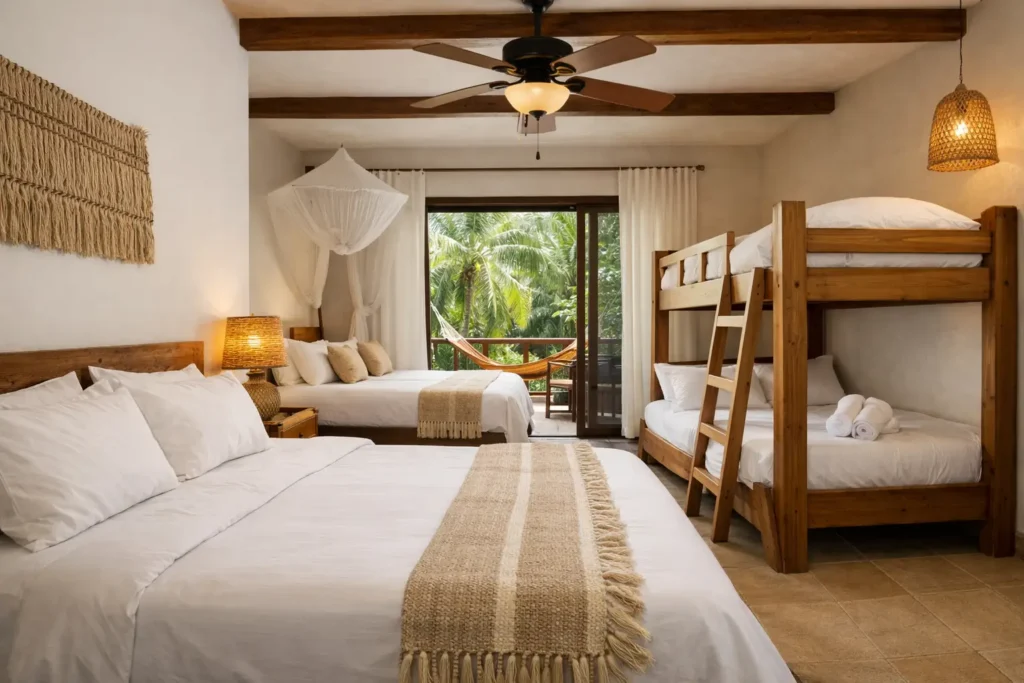 Habitaciones dobles triples familiares en Guachaca