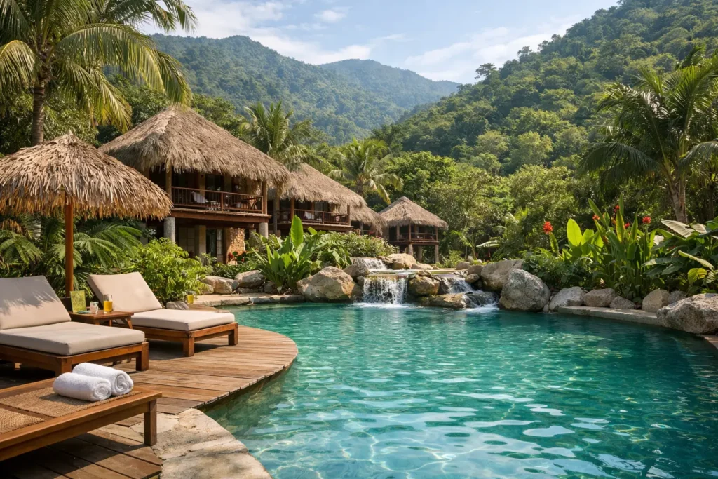 Review de hotel con piscina y naturaleza en Guachaca