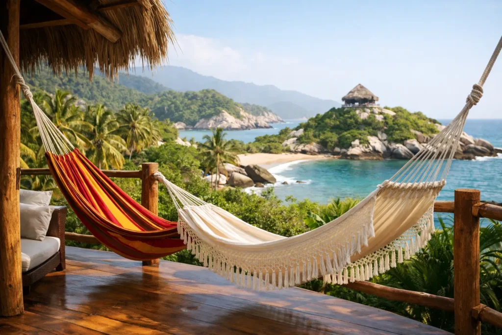 Alojamiento con hamacas cerca Tayrona para descansar