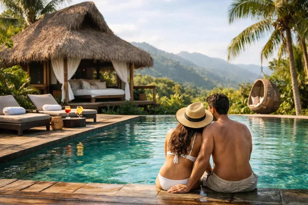 Plan romántico con piscina en Guachaca para dos